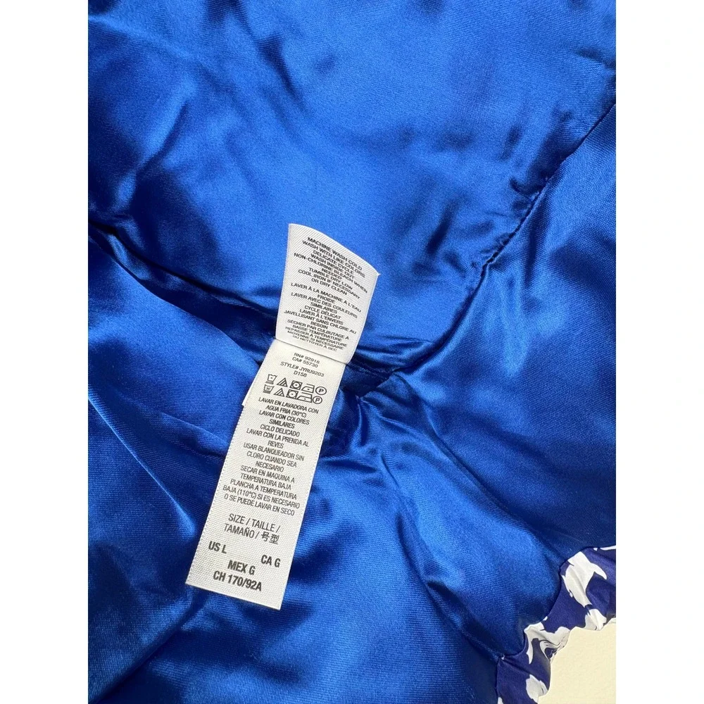 Juicy Couture Girls Puffer Vest Large Blue Scottie Dog Peplum Down Y2K Preppy